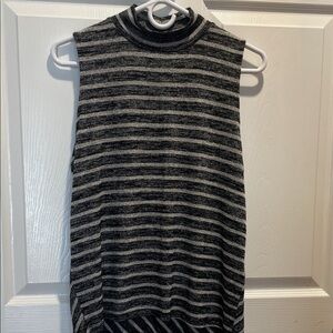 rag & bone Thea Mock Neck Sleeveless Black and Gray Striped Knit Tank Size M
